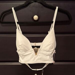 Victoria's Secret White Double Strap Bikini Top Gold V Small